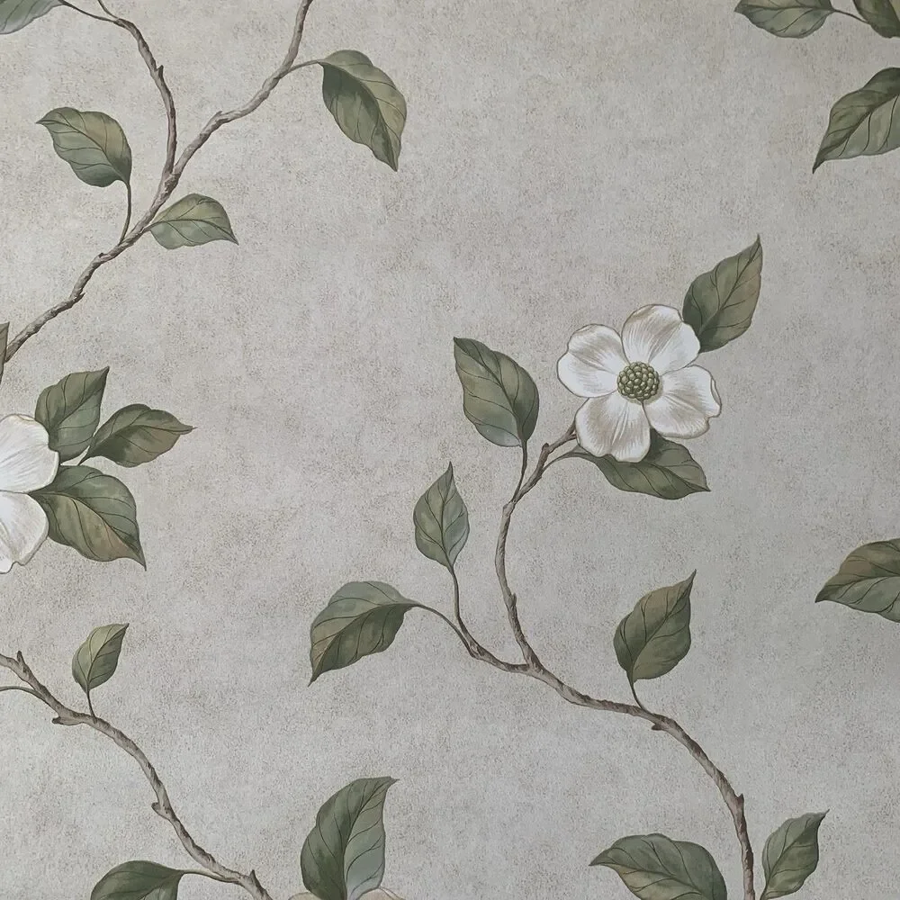 Vintage Beacon House Floral Dogwood Pattern Wallpaper Botanical